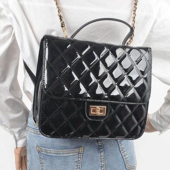 Quilted Enamel Backpack - Picture 7 of 9